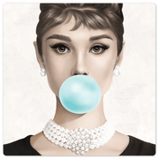 Hepburn Blows a Bubble - 8in x 8in