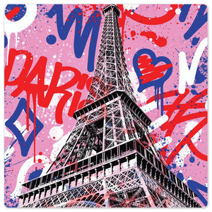 Eiffel Tower Graffiti - 8in x 8in