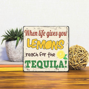 A Slidetile of the Reach for the Tequila sitting on a table.
