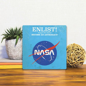 A Slidetile of the Enlist with Nasa sitting on a table.