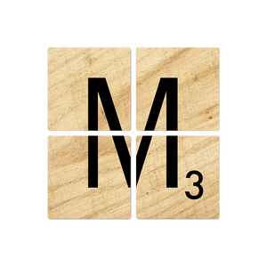 Letter M - Light Wood - 16in x 16in