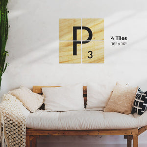 Letter P - Light Wood Preview - 16in x 16in